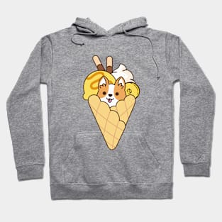 Cute Corgi in the Waffle with Tangerine Ice Cream & Chocolate Stick Hoodie